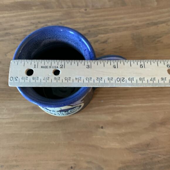 Deneen Pottery Egg Harbor Cafe Illinois Coffee Mug Purple Ivory Drip 1985 - Picture 6 of 10